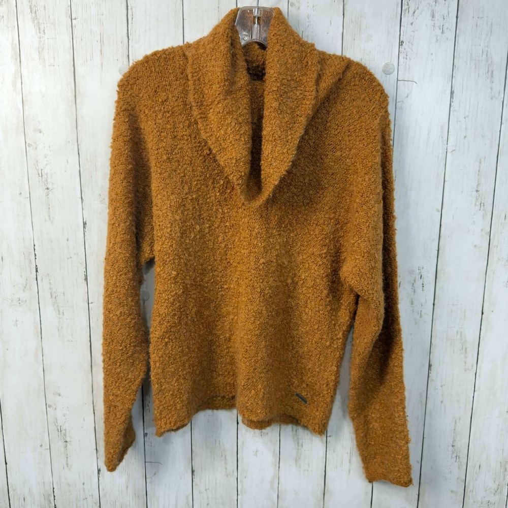 Abercrombie & Fitch Women's Brown Bouclé Shawl Collar Sweater Cozy Knit Size L